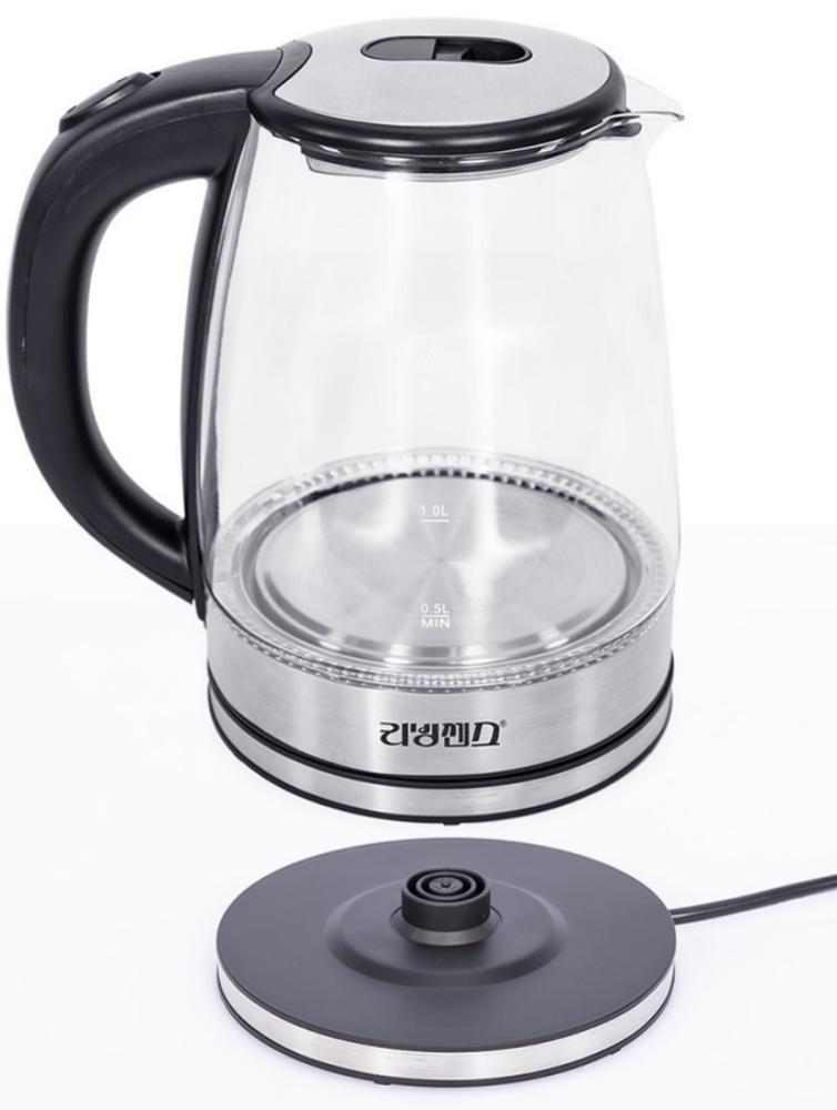 1.8L 더글라스 블랙 전기포트 블랙 무선 가전 티 무선포트 유리포트