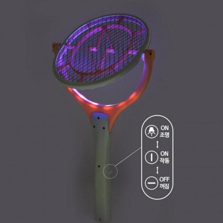 충전식 LED 회전 전기 모기채 파리채 여름 필수품 야외해충살충망