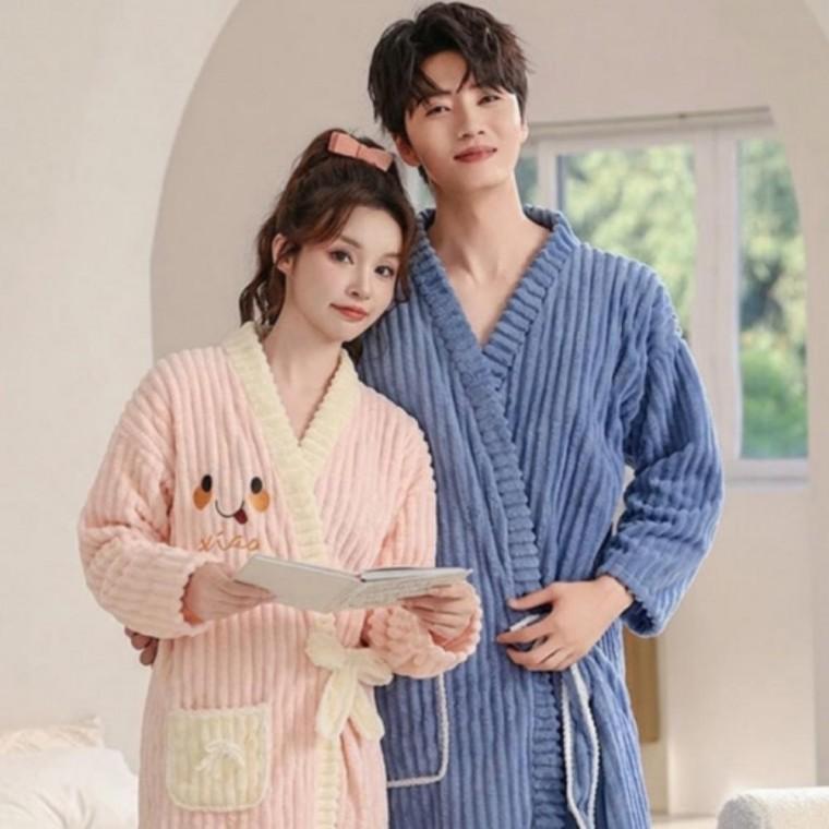 남녀공용 카라포켓 극세사 샤워가운