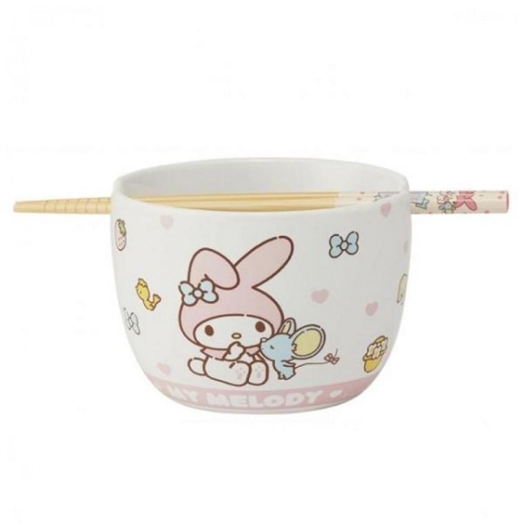 도기 보울 600ml 젓가락 21cm 식기세트 핑크