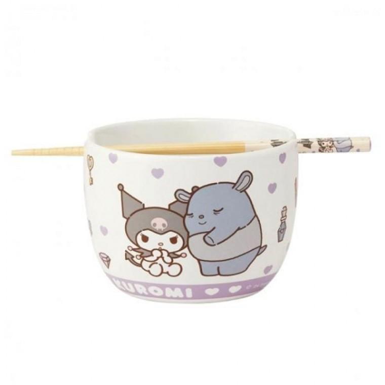 도기 보울 600ml 젓가락 21cm 식기세트 퍼플