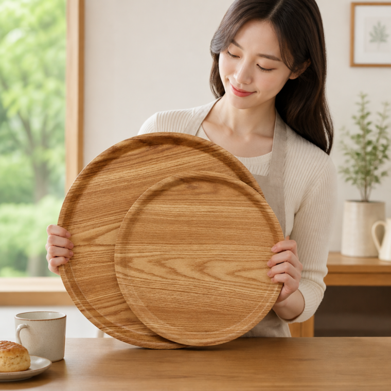 논슬립 원형 트레이 카페 식당 미끄럼방지 라운드 서빙 쟁반