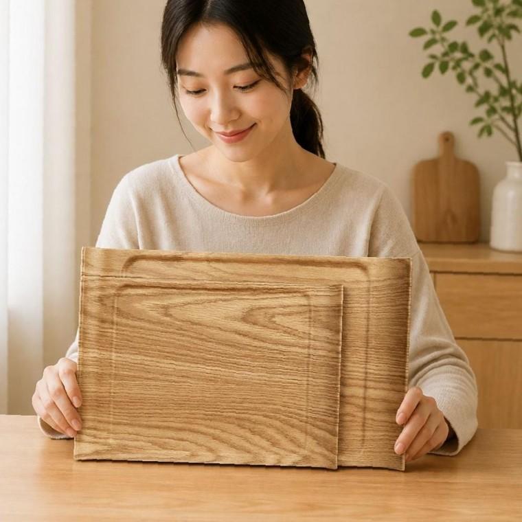 우드 커브 쟁반 카페 서빙 트레이 원목 나무 컵받침
