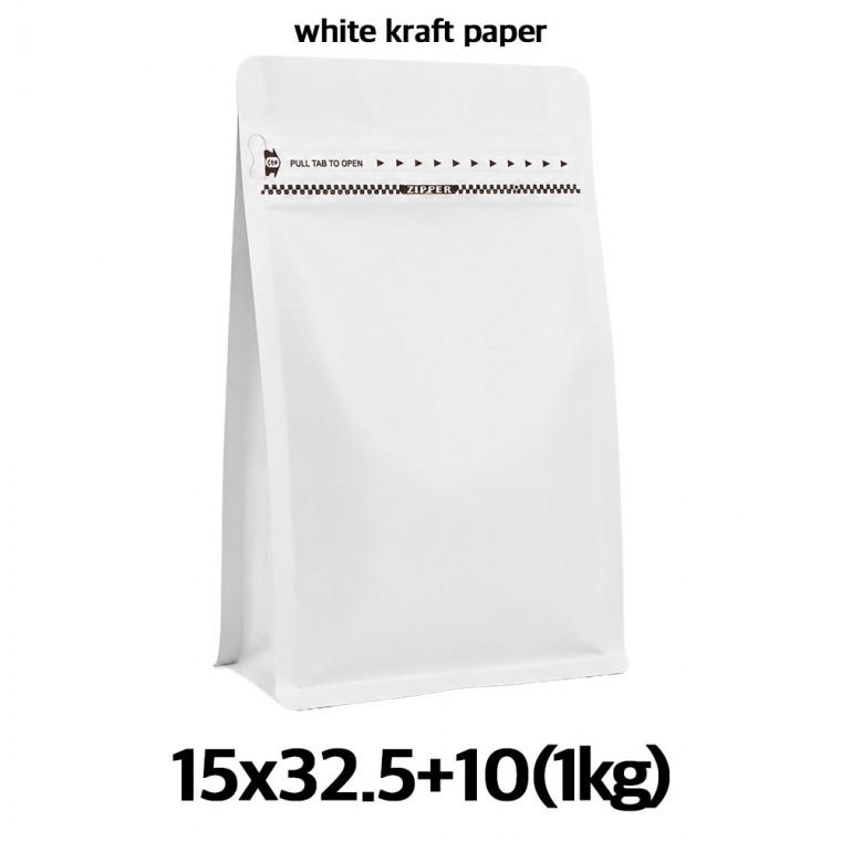 이지포장 크라프트 화이트 박스파우치 커피 원두 봉투 1kg (50매) 소분 포장용