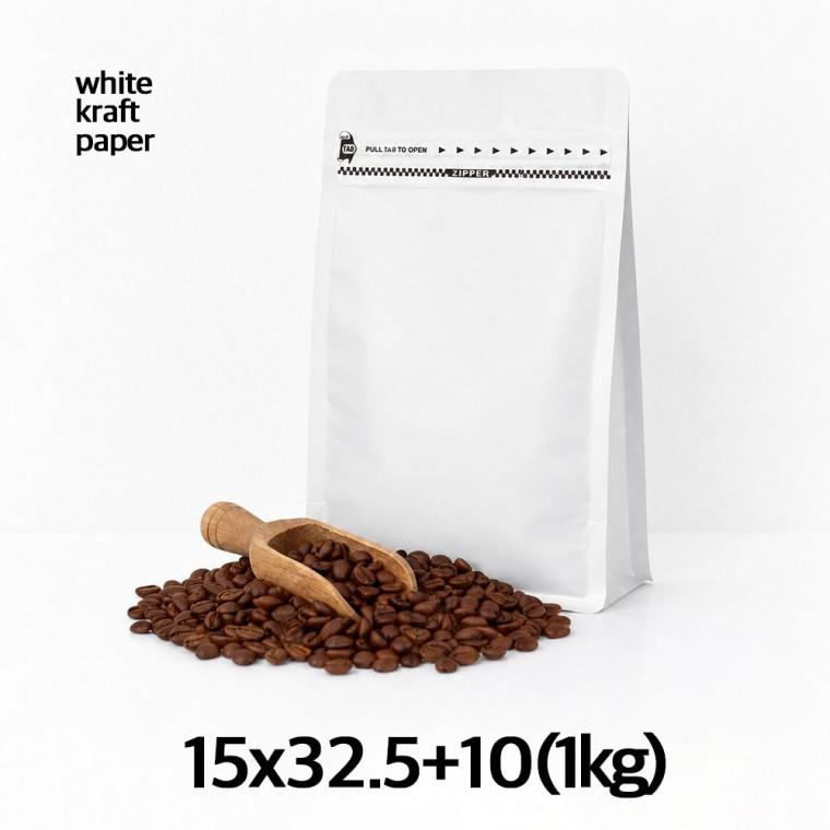 블레스팩 크라프트 화이트 박스파우치 커피 원두 봉투 1kg 50매 소분 포장