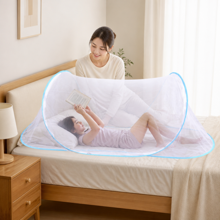 아기용 원형 방충망 접이식 야외 모기장 휴대형 침대망