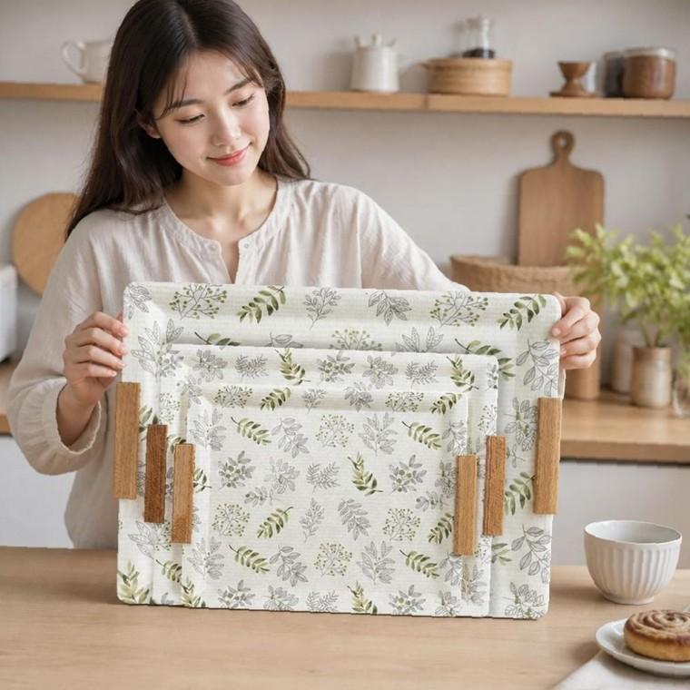 원목 손잡이 우드 트레이 카페 서빙 쟁반 사각 나무쟁반