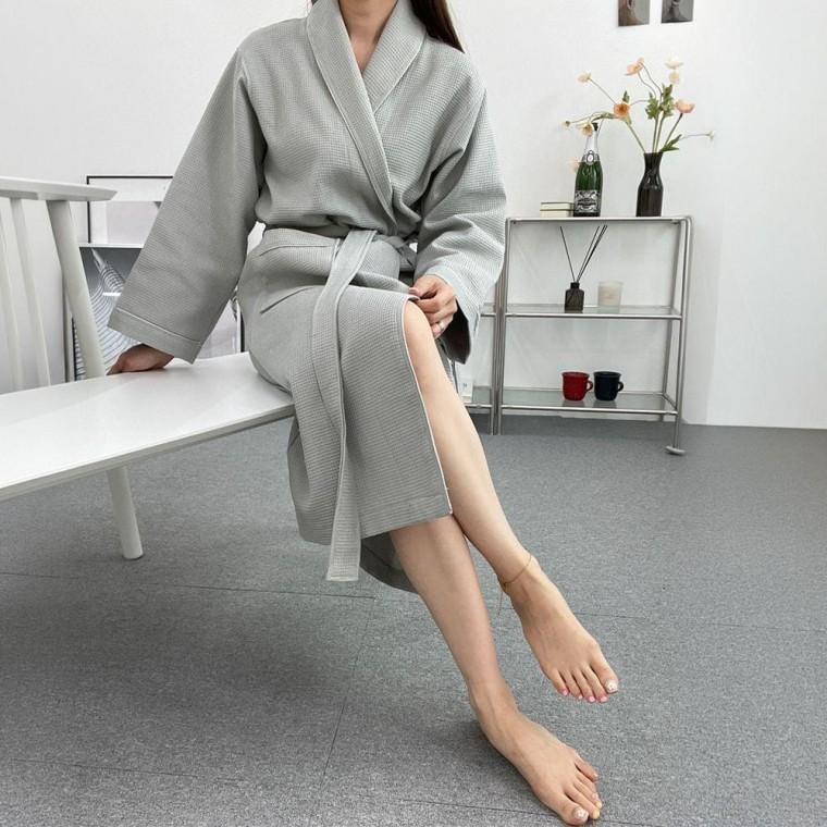 호텔 와플 샤워가운 목욕가운 홈웨어 배스로브 가운