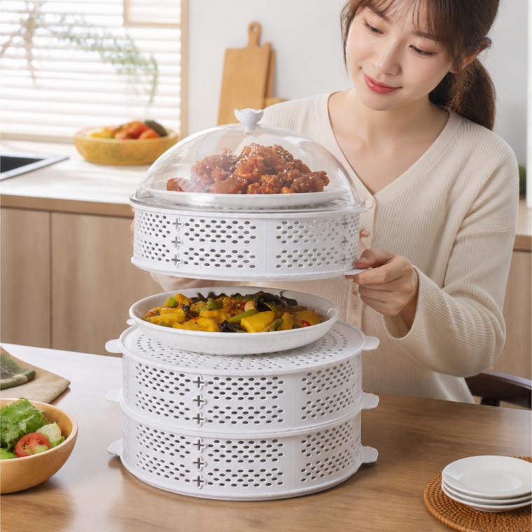 음식 보관용기 5단 트레이 식재료 덮개 투명 케이스
