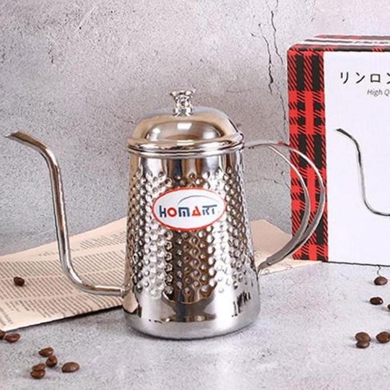 홈아트 실용적인 엠보싱 드립포트 700ml 스텐 커피 주전자