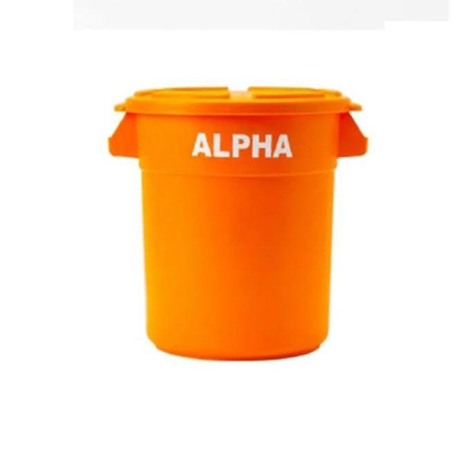 ALPHA 원형 플라스틱 통 음식 식자재 보관통 다용도 수거통 12L 오렌지