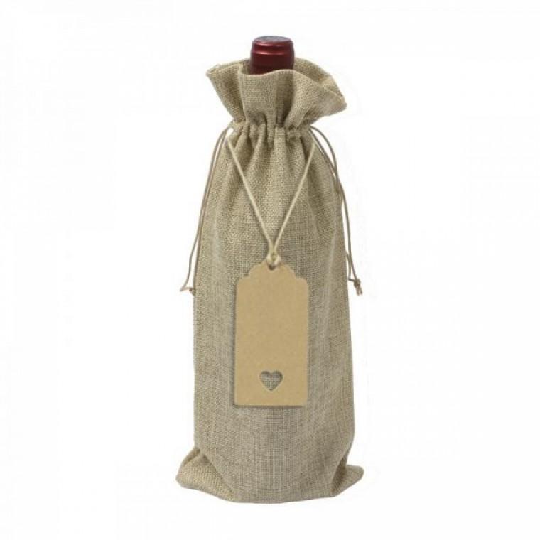 황마 삼베 와인병 커버 선물 포장 가방 10P