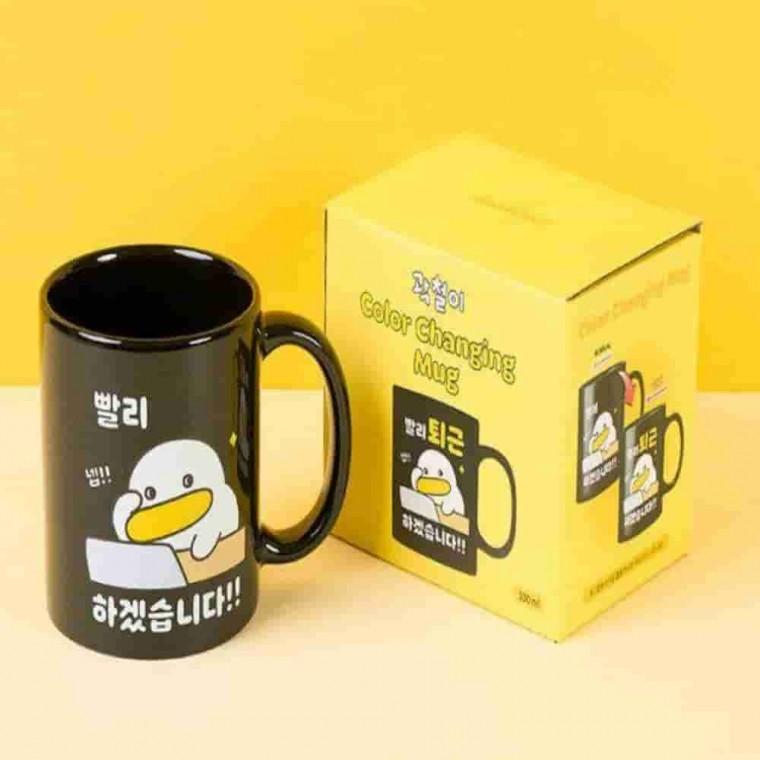 곽철이 변온머그 빨리퇴근 도자기컵 도자기머그잔 변온컵