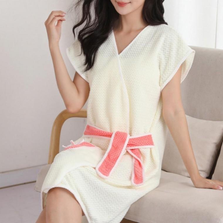 와플 극세사 웨어러블 샤워가운 타월
